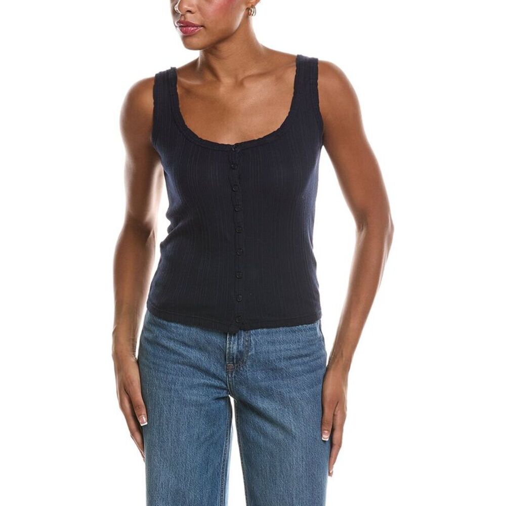 Velvet By Graham & Spencer Womens  Adelle Pointelle T-Shirt, Navy